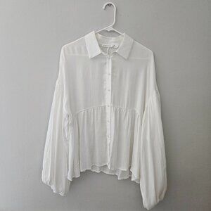 Altar'd State White Bell Sleeve Shirt Size Medium